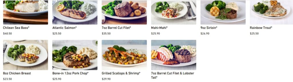 Bonefish Grill Menu with prices Grilled