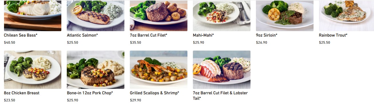 Bonefish Grill Menu with prices Grilled