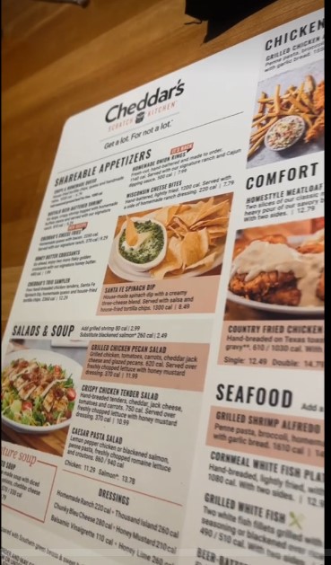 Cheddar’s menu