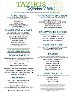 Taziki’s Menu