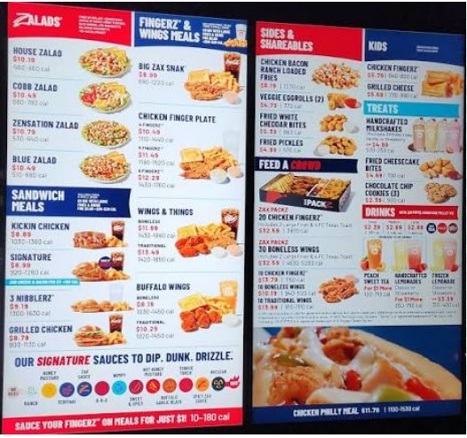 Zaxby's Menu