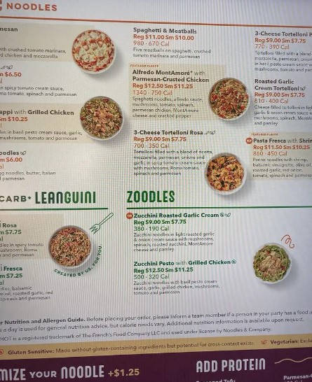 noodles and company menu
