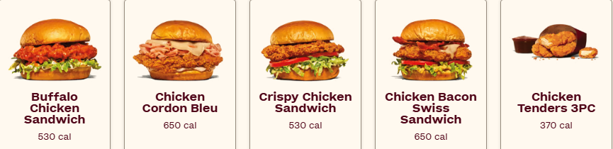 Crispy Chicken Menu