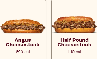 Angus Cheesesteak Menu